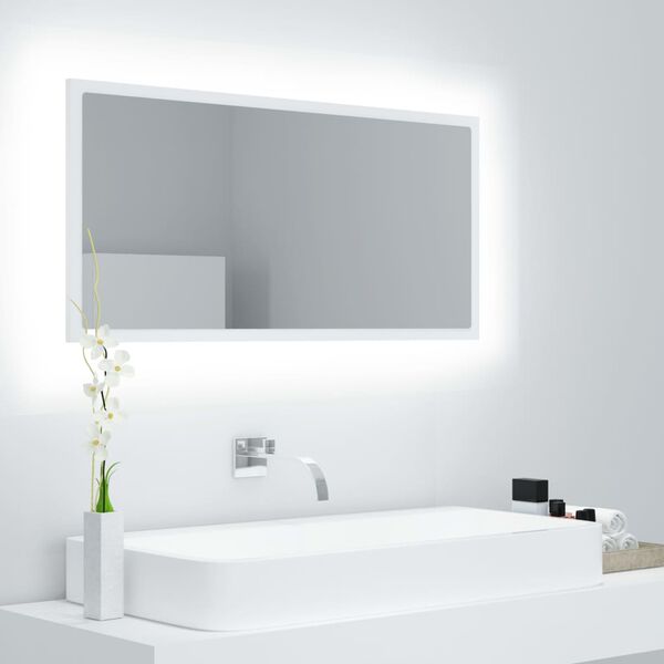 vidaXL Mirror White Engineered wood, acrylic 35.4x3.3x14.6 in