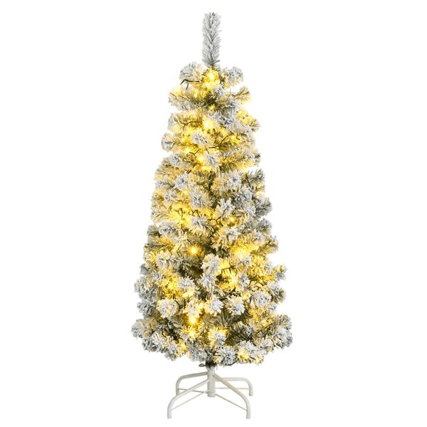 vidaXL Artificial Hinged Christmas Tree Green and white PVC, iron Medium
