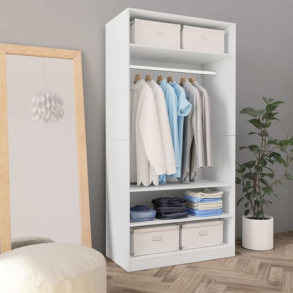 vidaXL Wardrobe White Engineered Wood Compact Wardrobe Rectangular
