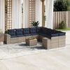 vidaXL 11 Piece Garden Sofa Set with Cushions Grey Poly Rattan