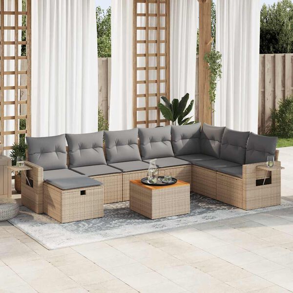 vidaXL Garden Sofa Set Beige, Light Grey