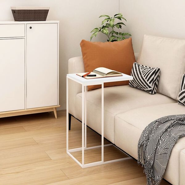 vidaXL Side Table White Engineered wood, Iron Compact Simplistic