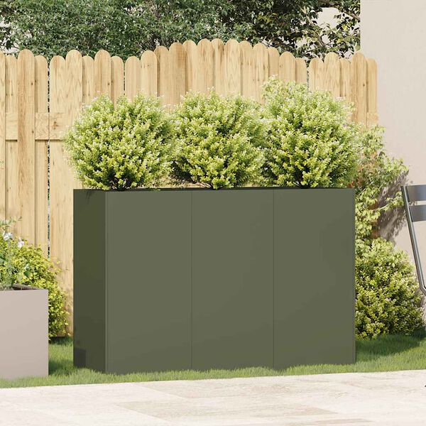 vidaXL Planter Olive green Cold-rolled steel Large Durable Planter