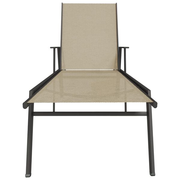 vidaXL Sun Lounger Cream Steel, Textilene 75.2 x 24.0 x 38.4 in