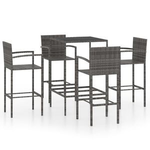 vidaXL Garden Bar Set Grey PE rattan Large Water-resistant materials