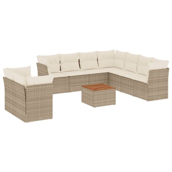vidaXL Garden Sofa Set Beige PE rattan 11 Piece Modular