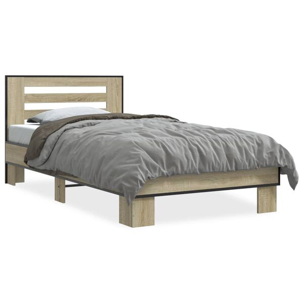 vidaXL Bed Frame Sonoma oak Engineered wood, metal Single Tough