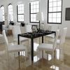 vidaXL Table Black and White Tempered Glass, Iron, Artificial Leather