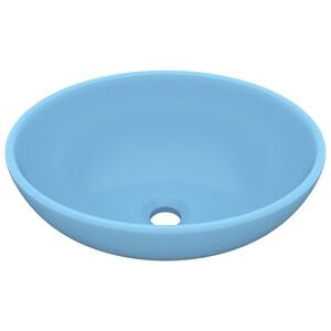 vidaXL Luxury Basin Oval-shaped Matt Light Blue 15.7x13.0" Ceramic