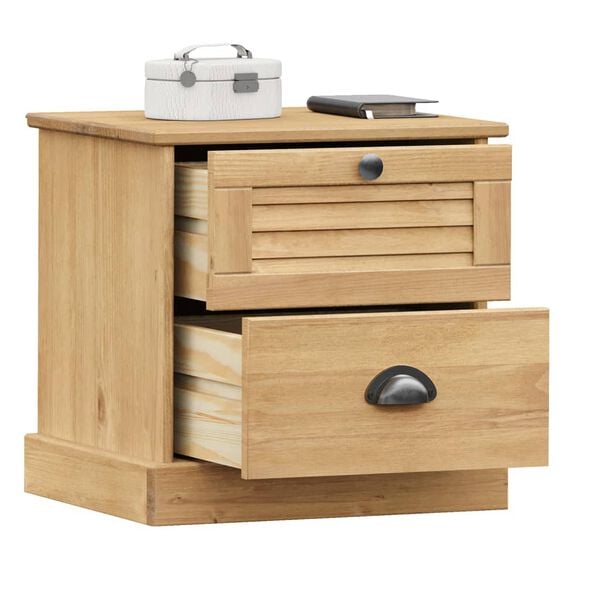 vidaXL Bedside Cabinet Honey Solid Pine Wood with Honey Wax Finish Small