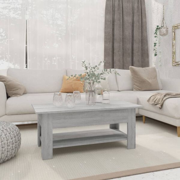 vidaXL Coffee Table Grey Sonoma Engineered Wood 40.2 x 21.7 x 16.5 in