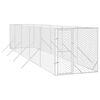 vidaXL Outdoor Dog Kennel Silver Galvanized Steel Large