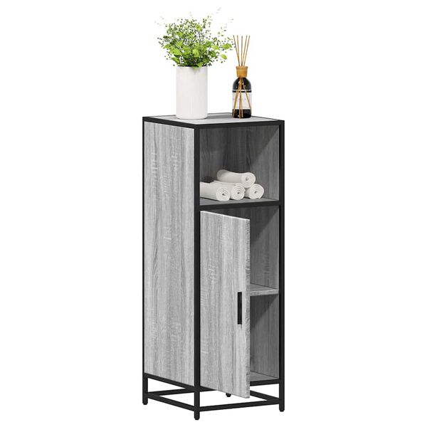 vidaXL Bathroom Cabinet Grey Sonoma Engineered wood, Metal Narrow