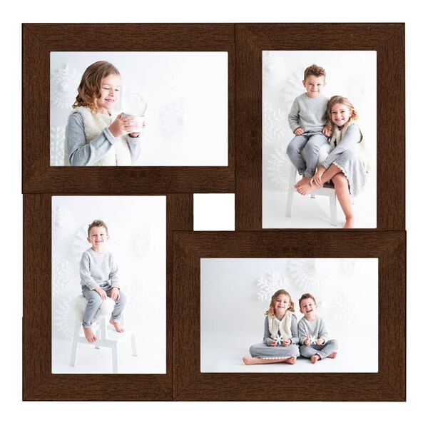 vidaXL Collage Photo Frame for 1.6x(13x7.1") Picture Dark Brown MDF