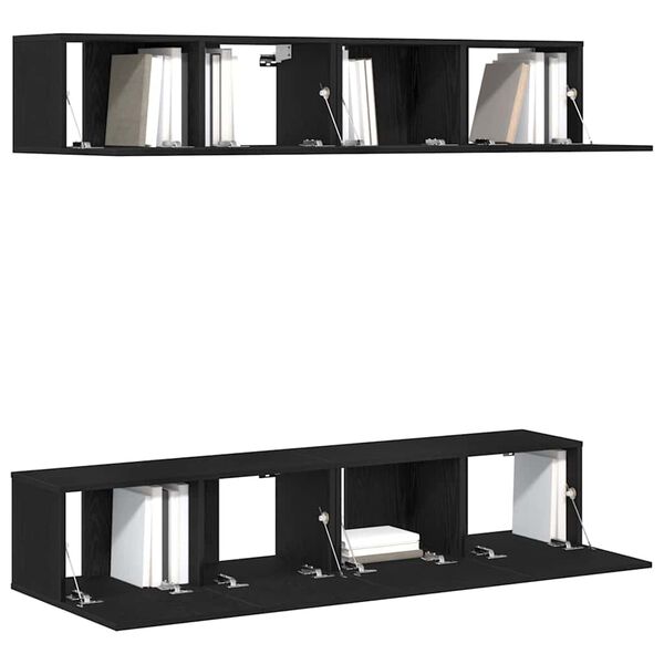 vidaXL TV Cabinet Set 4 pcs Black Oak 31.50 x 11.81 x 11.81 in