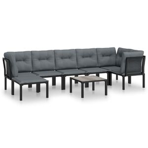 vidaXL Garden Lounge Set Black, Dark Grey Poly Rattan Standard Modular