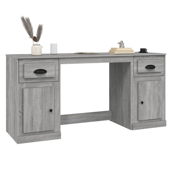 vidaXL Desk With Cabinet Grey Sonoma Engineered Wood Large
