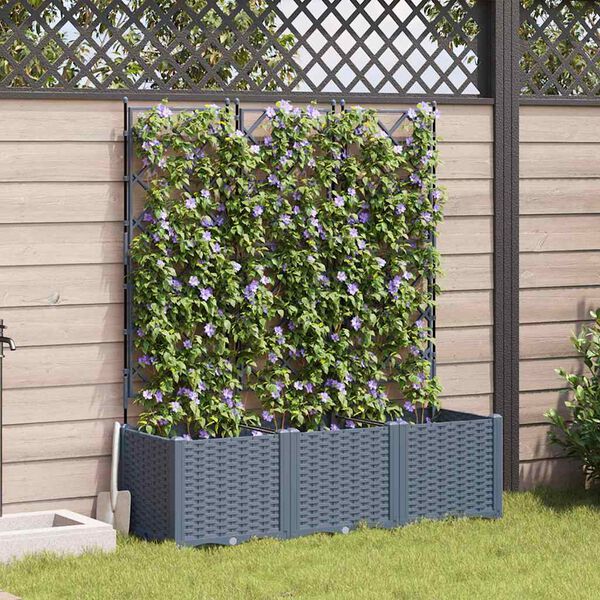 vidaXL Garden Planter 3 pcs LiGht Grey 47.24 x 15.75 x 56.30 in Steel