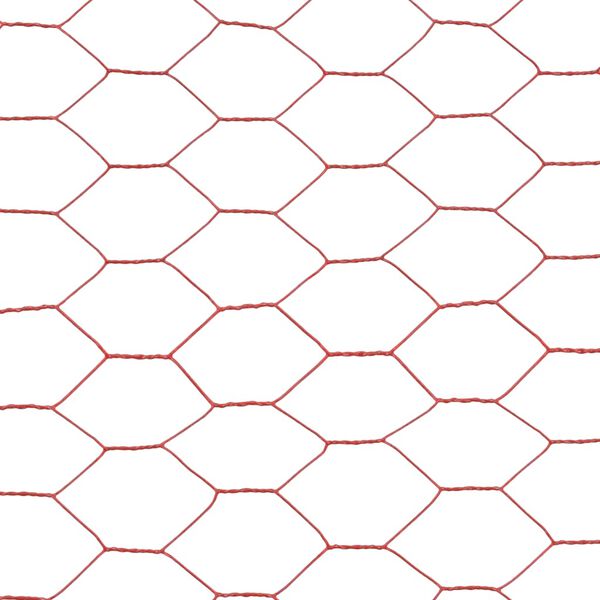 vidaXL Chicken Wire Fence Steel with PVC Coating 82.0x2.5' Red