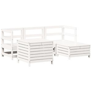 vidaXL Garden Sofa Set White Solid Pine Wood 5-Piece Set Modular