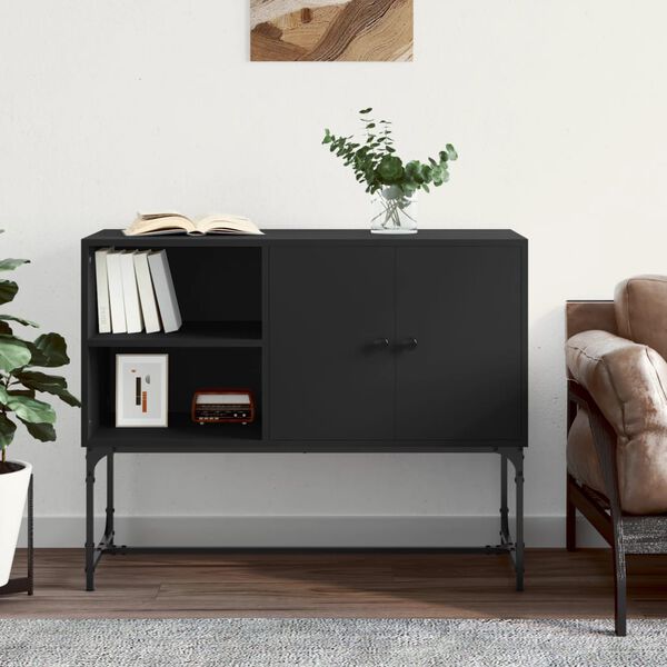 vidaXL Sideboard Black Engineered wood, metal 39.4 in x 15.7 in x 31.3 in