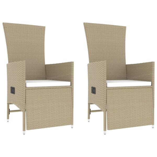 vidaXL Garden Lounge Set Beige Poly Rattan, Steel, Tempered Glass