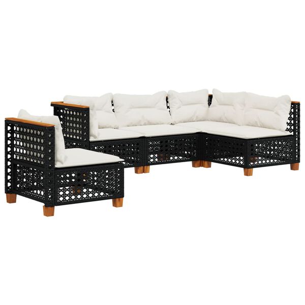 vidaXL Garden Sofa Set Black PE Rattan Large Modular Garden Sofa Set
