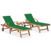 vidaXL Sun Lounger Set of 2 Natural Teak Solid Teak Wood Standard