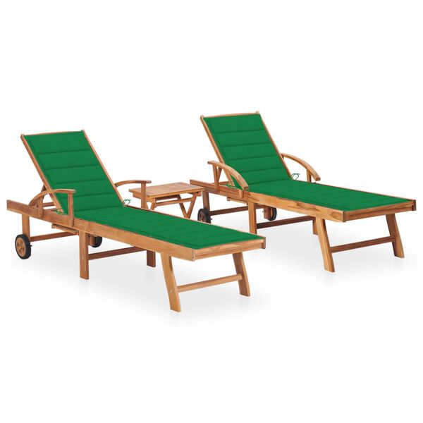 vidaXL Sun Lounger Set of 2 Natural Teak Solid Teak Wood Standard