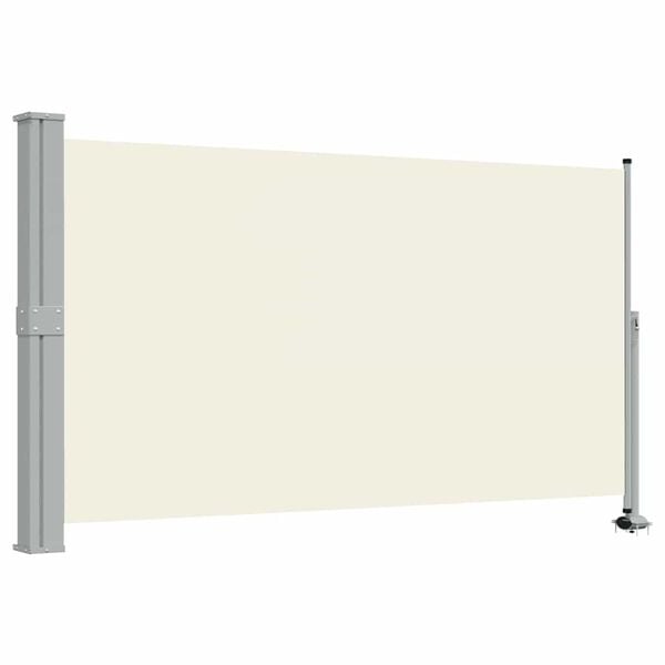 vidaXL Side Awning Cream screen, Grey stand