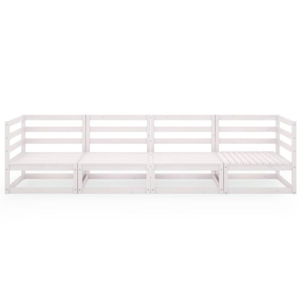vidaXL Garden Sofa White Solid Pinewood 4-seater Modular Garden Sofa