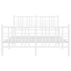 vidaXL Bed Frame White Steel Small Double Bed Frame Rectangular