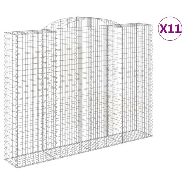 vidaXL Arched Gabion Baskets 11 pcs 118.1x19.7x220/240" Galvanised Iron