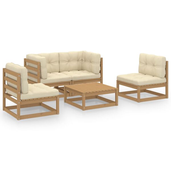 vidaXL Garden Lounge Set Honey brown Solid pinewood Modular