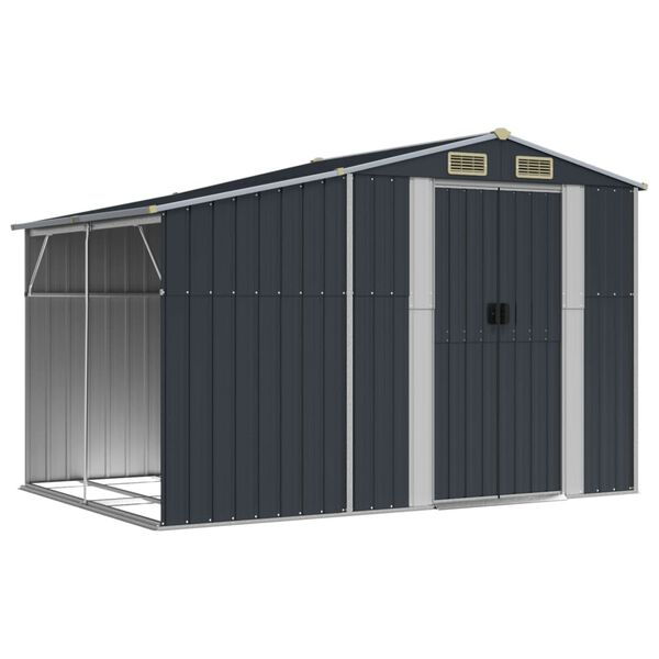 vidaXL Garden Shed Anthracite Galvanized steel, Polypropylene Large