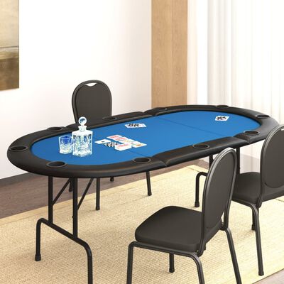 vidaXL 10-Player Folding Poker Table Blue 81.1"x41.7"x29.5"