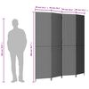 vidaXL Room Divider 4 Panels Gray Poly Rattan
