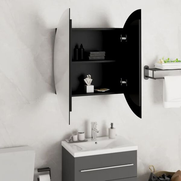 vidaXL Bathroom Cabinet Black Engineered Wood, Glass, PVC, Copper Compact