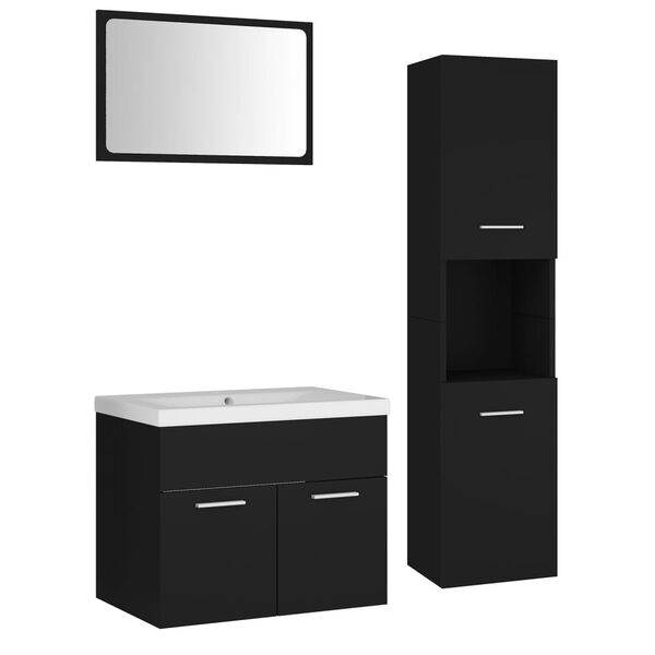 vidaXL Bathroom Furniture Set Black, White Engineered wood, acrylic, ceramic