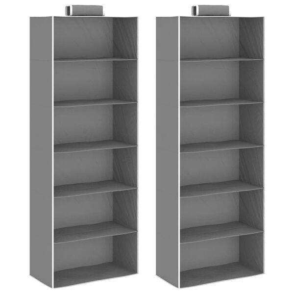 vidaXL Hanging Shelf Set of 2 Grey and White Fabric Medium Collapsible