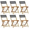 vidaXL Garden Chair Set of 6 Black Solid Acacia wood, Poly Rattan Medium
