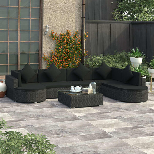 vidaXL Patio Lounge Set Set of 8 Black
