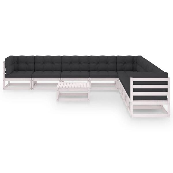 vidaXL Garden Lounge Set White and Anthracite