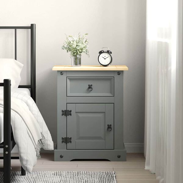 vidaXL Bedside Cabinet Grey body and brown top
