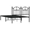 vidaXL Bed Frame Black Powder-Coated Steel Small Double Bed Frame