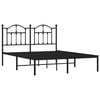 vidaXL Bed Frame Black Powder-coated Steel Double Bed Frame