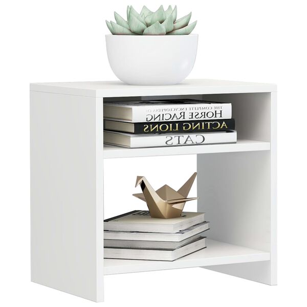 vidaXL Nightstand High Gloss White Engineered Wood Standard Nightstand