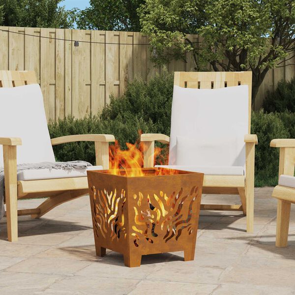 vidaXL Fire Pit Brown 15.75 x 15.75 x 15.75 in Steel