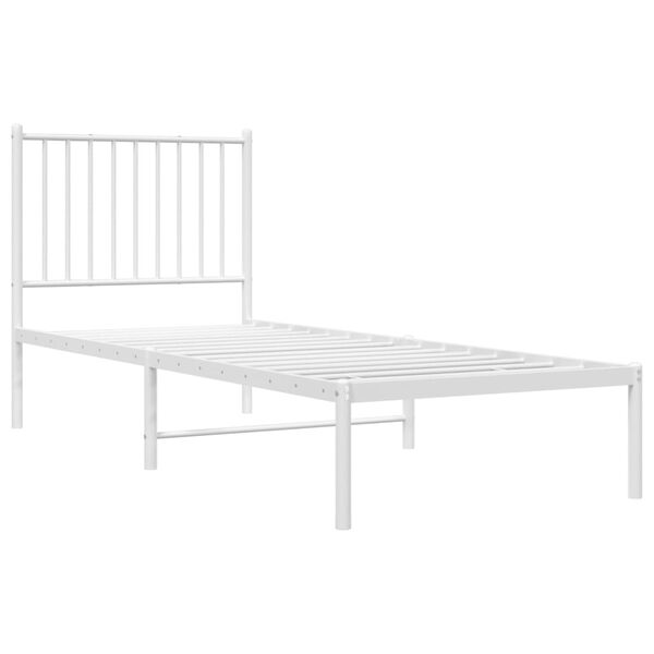 vidaXL Bed Frame White Steel Small Single Bed Frame Rectangular