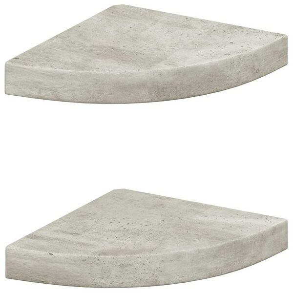 vidaXL Wall Corner Shelf Set of 2 Concrete grey Honeycomb MDF, metal